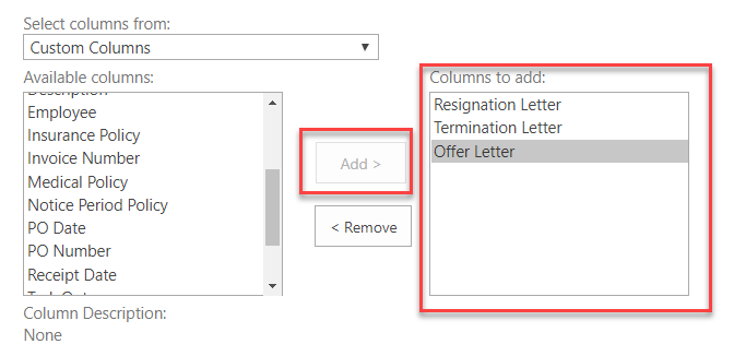 sharepoint columns