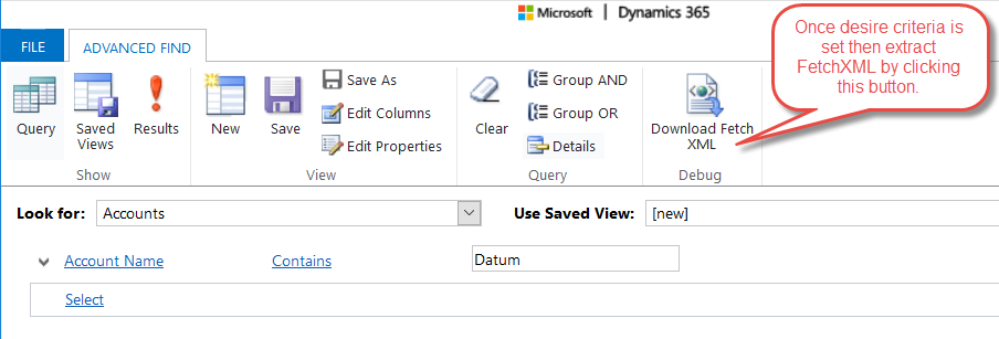 Infographics show that advanced Find For FetchXML in Dynamics CRM