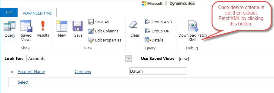 Infographics show that advanced Find For FetchXML in Dynamics CRM