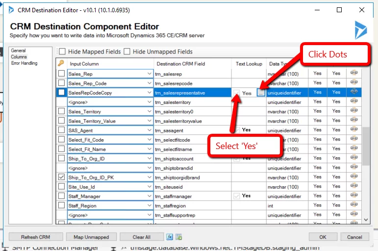 this image shows Dynamics CRM SSIS Integrations with Kingswaysoft Fallback Lookup Option