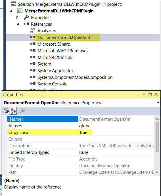 Dynamics 365 Merge External Assemblies