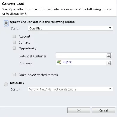 Qualify Lead Process in CRM 2011