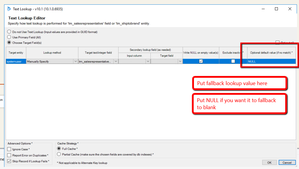 Dynamics CRM SSIS Test Lookup Editor