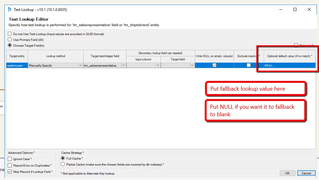 this image shows Dynamics CRM SSIS Test Lookup Editor