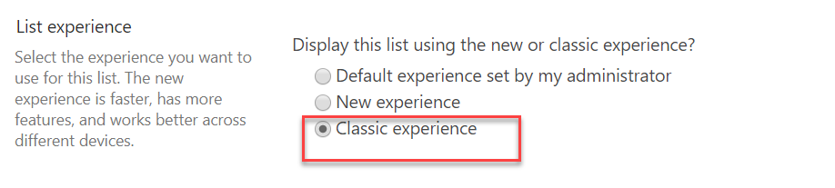 Infographics show sharepoint classic experience