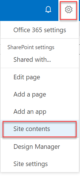 Infographics show gear icon on content type in SharePoint
