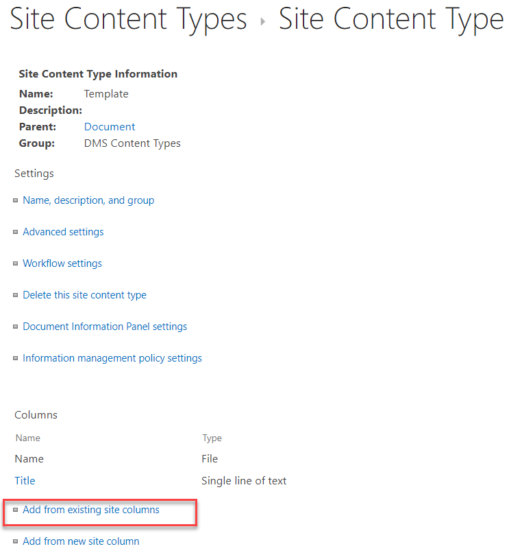 sharpoint site content types