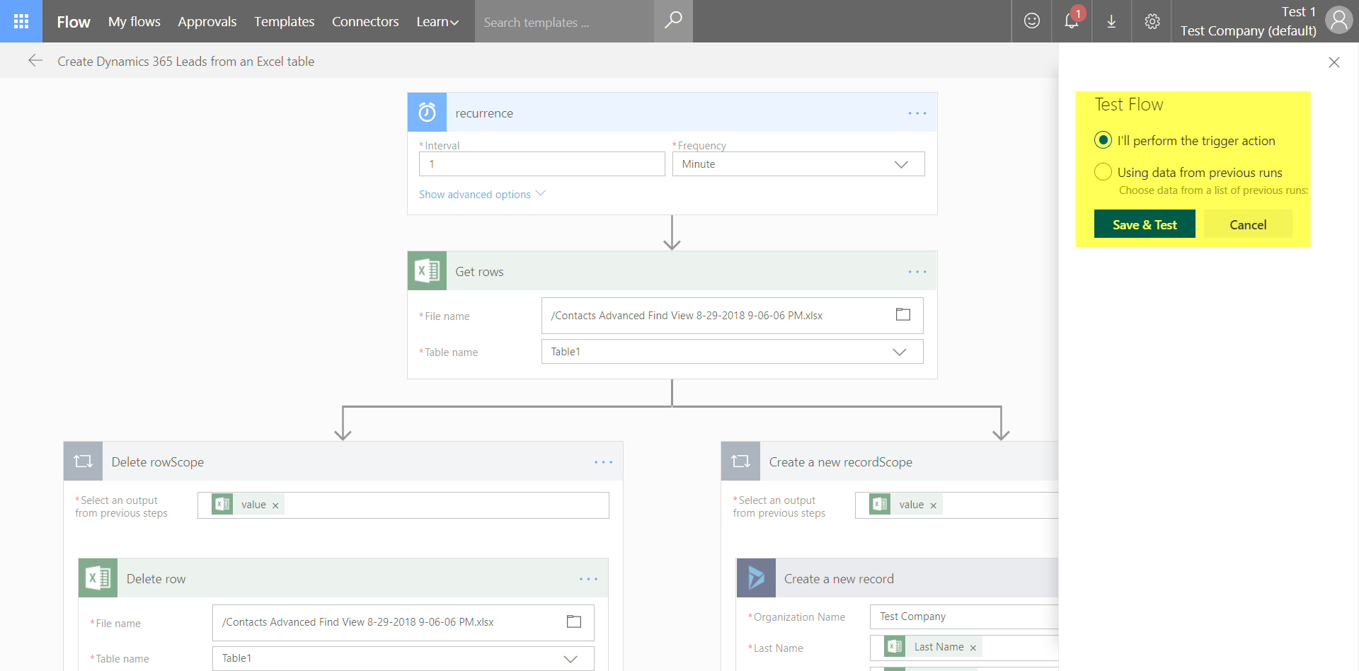 test flow