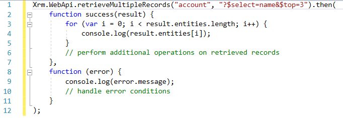 this image shows syntax to retrieve multiple records