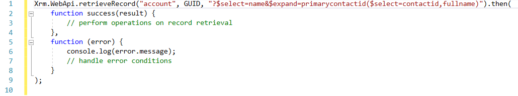 this image shows syntax to retrieve related entity record
