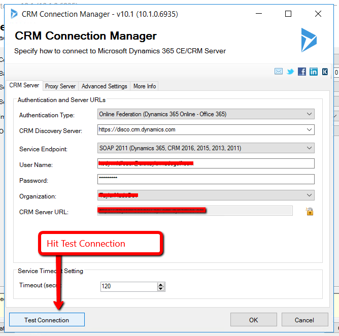 test crm connection manager