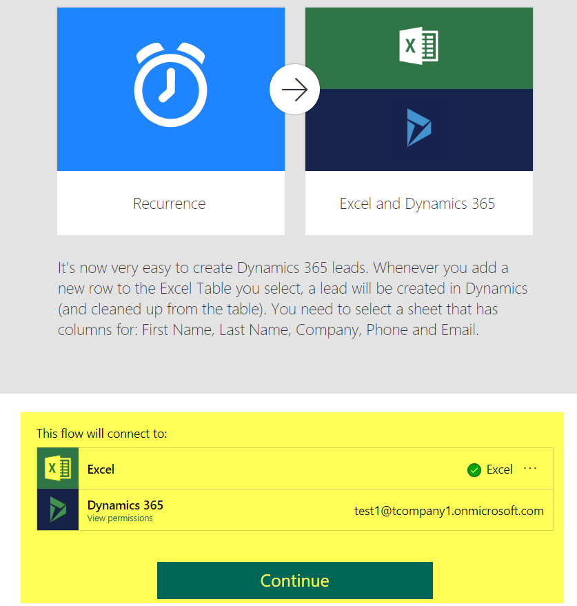 connect flow with dynamics 365