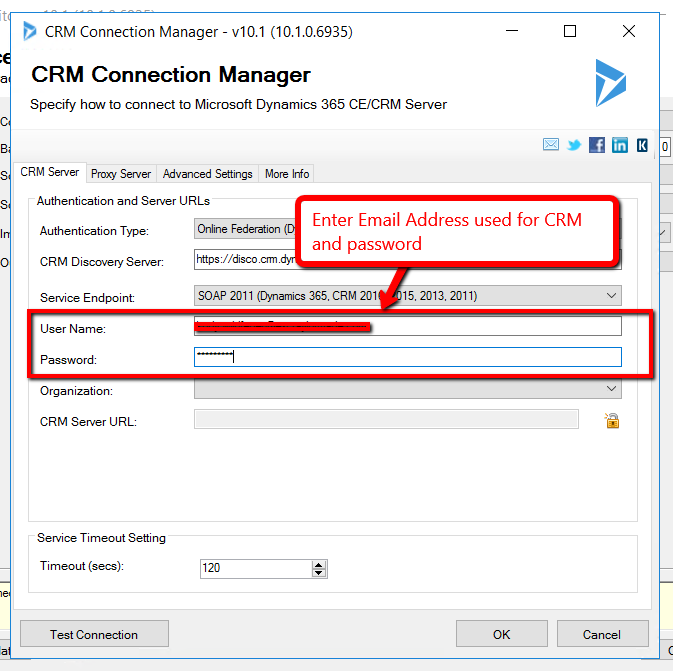 crm server in crm connection manager