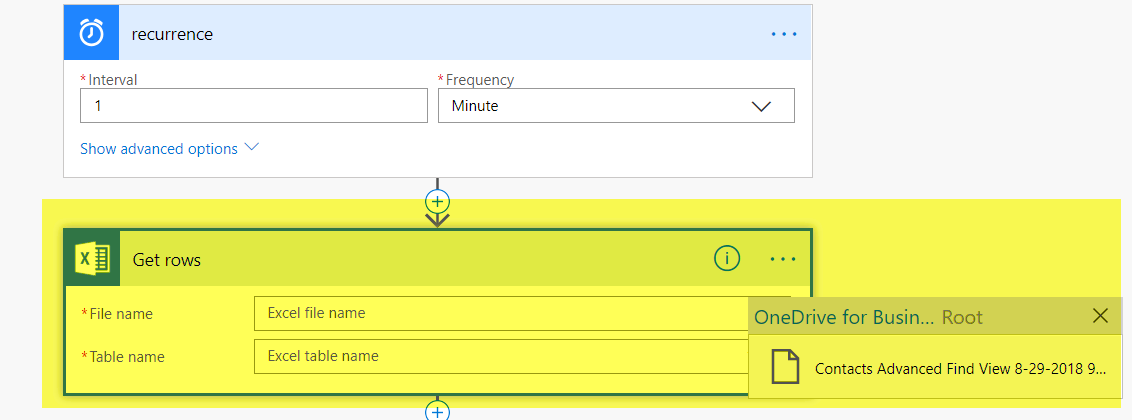 Excel sheet from OneDrive