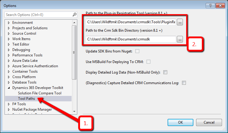 this image shows CRM Sdk Bin Directory - Installing Dynamics 365 Toolkit in Visual Studio