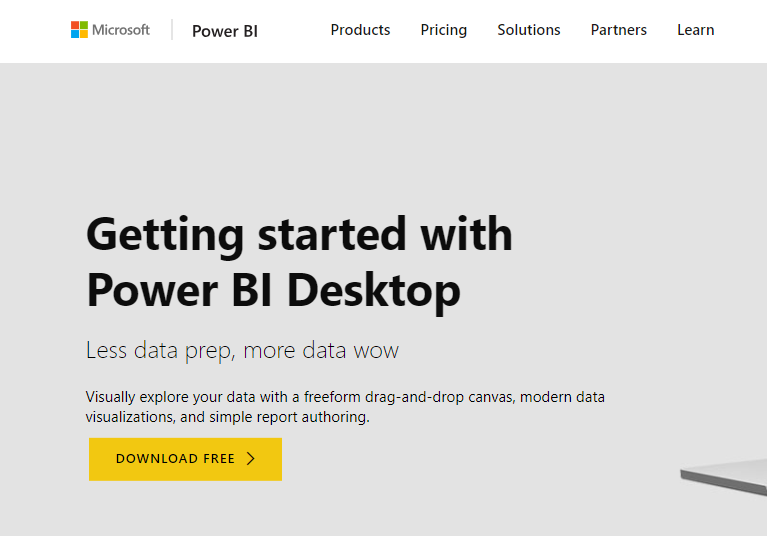 Infographics show the Power BI Desktop version for free trial