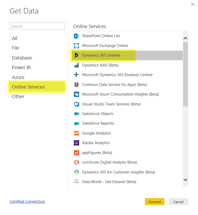 Online Services and then Dynamics 365