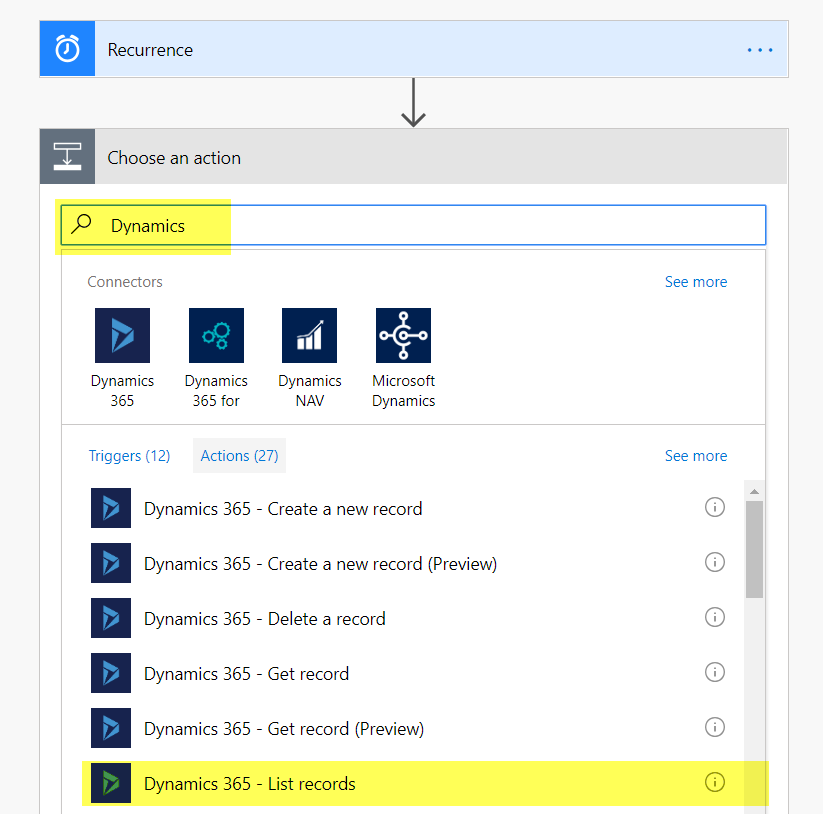 Dynamics 365 – List records