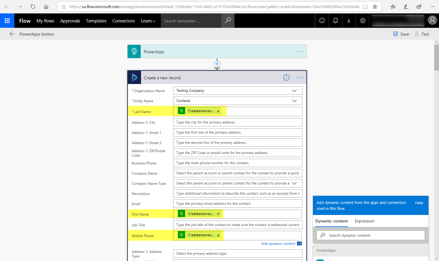 Dynamics content selection