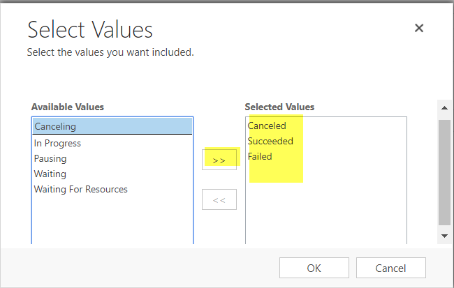 select values