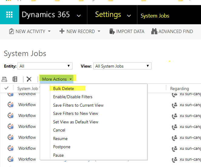 system jobs bulk delete