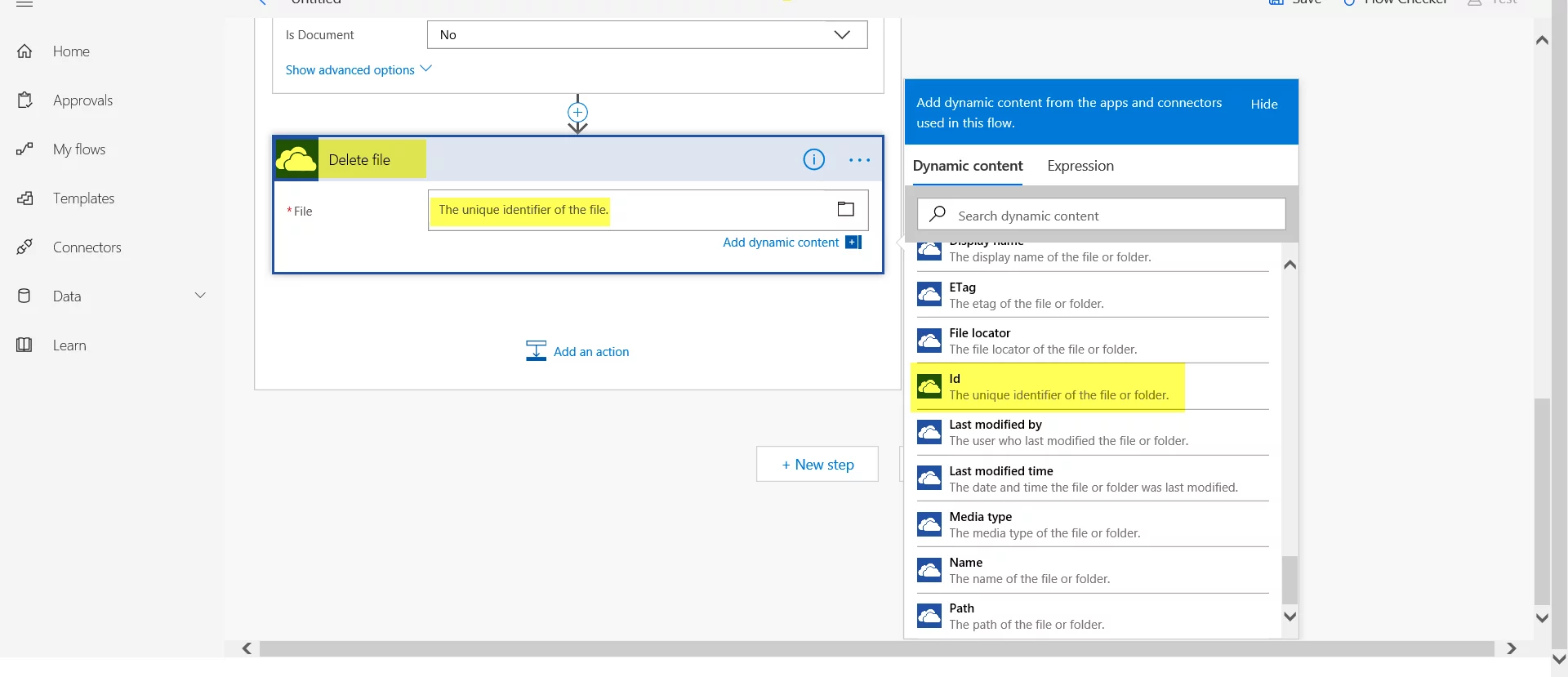 Action to Delete file