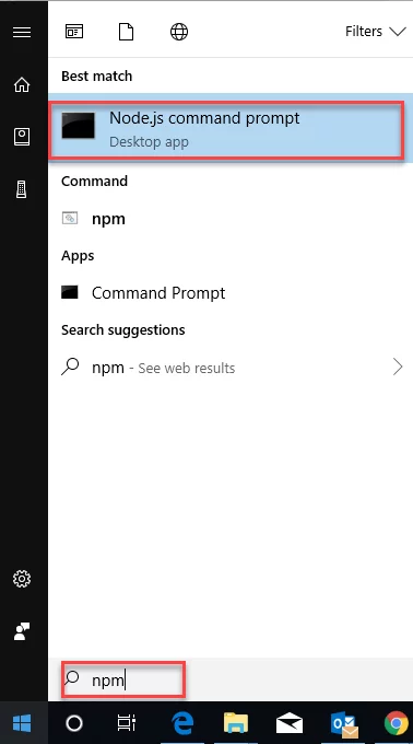 Infographics show Node JS command prompt