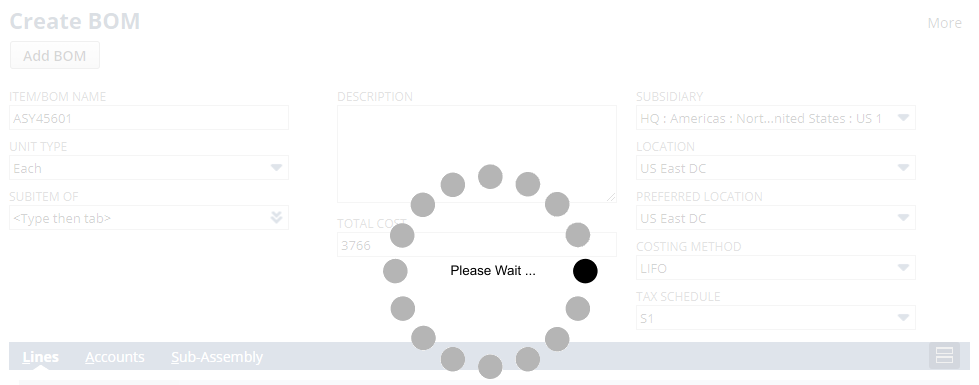 BOM record process waiting