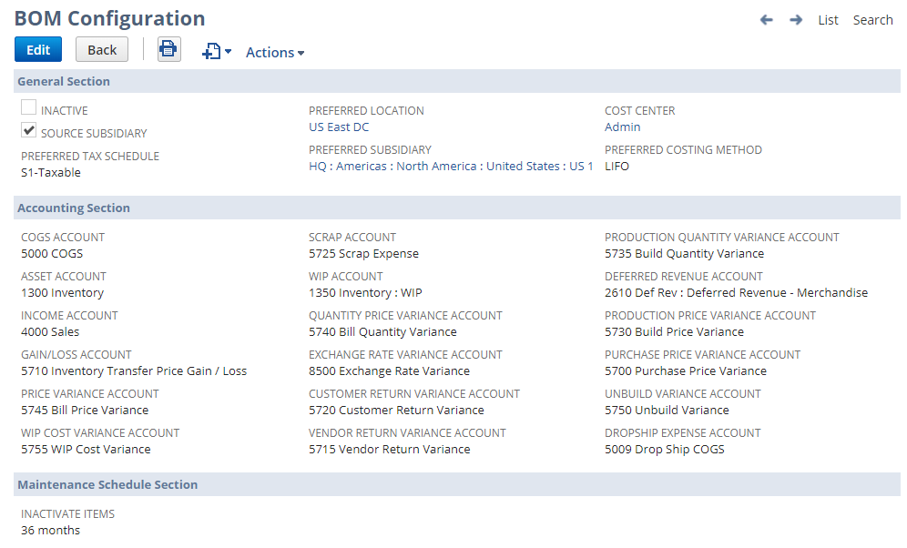 bom Configuration