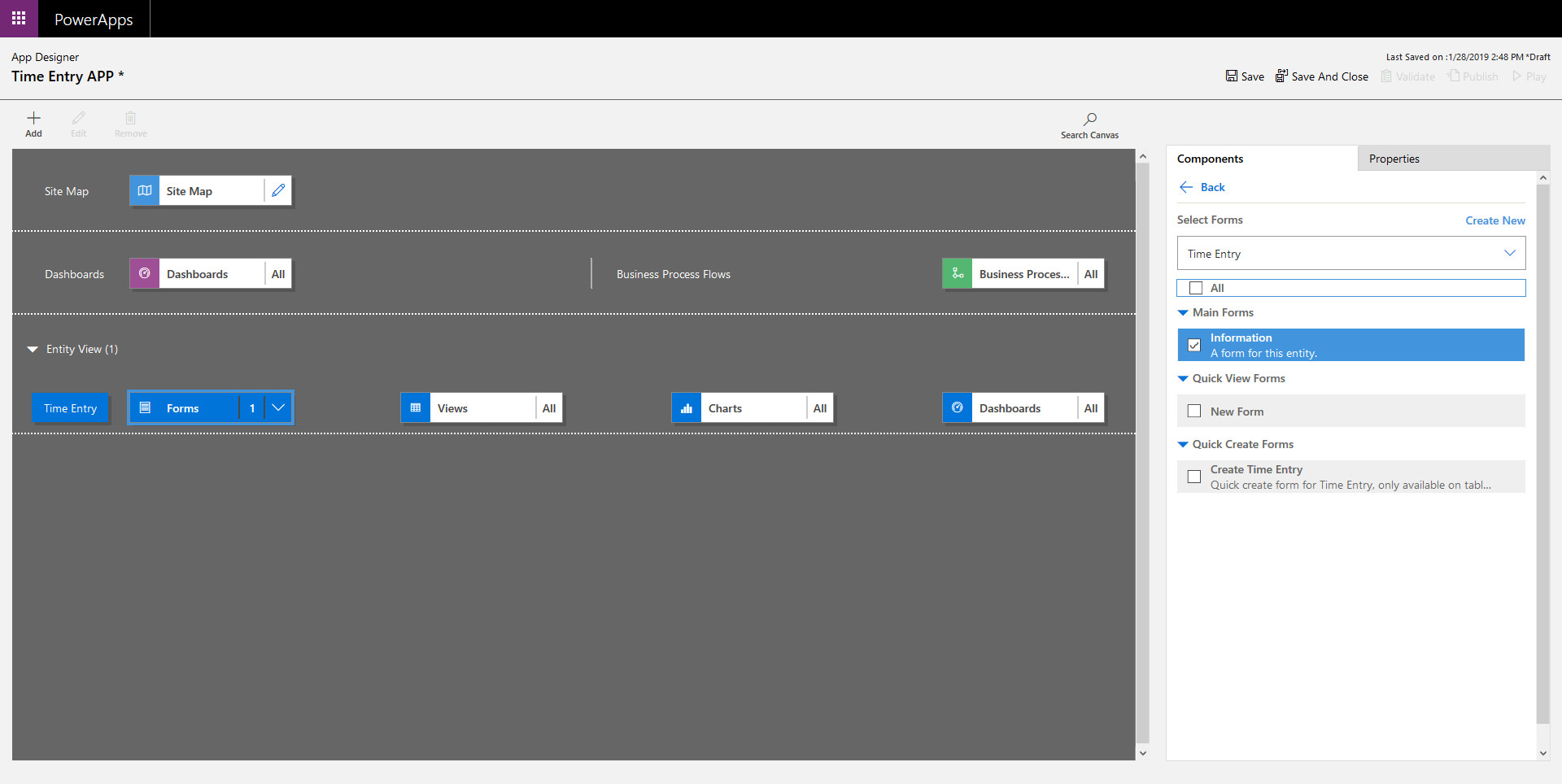 selection of entity | model-driven app