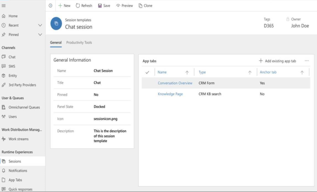 this image shows the chat session - Dynamics 365 Customer Service apps