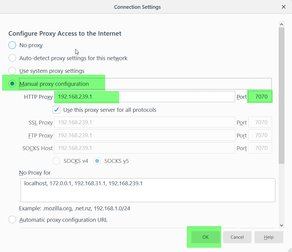 Manual Proxy Configurations