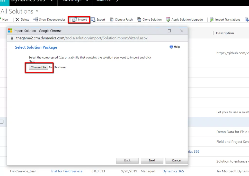 this image shows import and upload file - Address Composite PCF Control