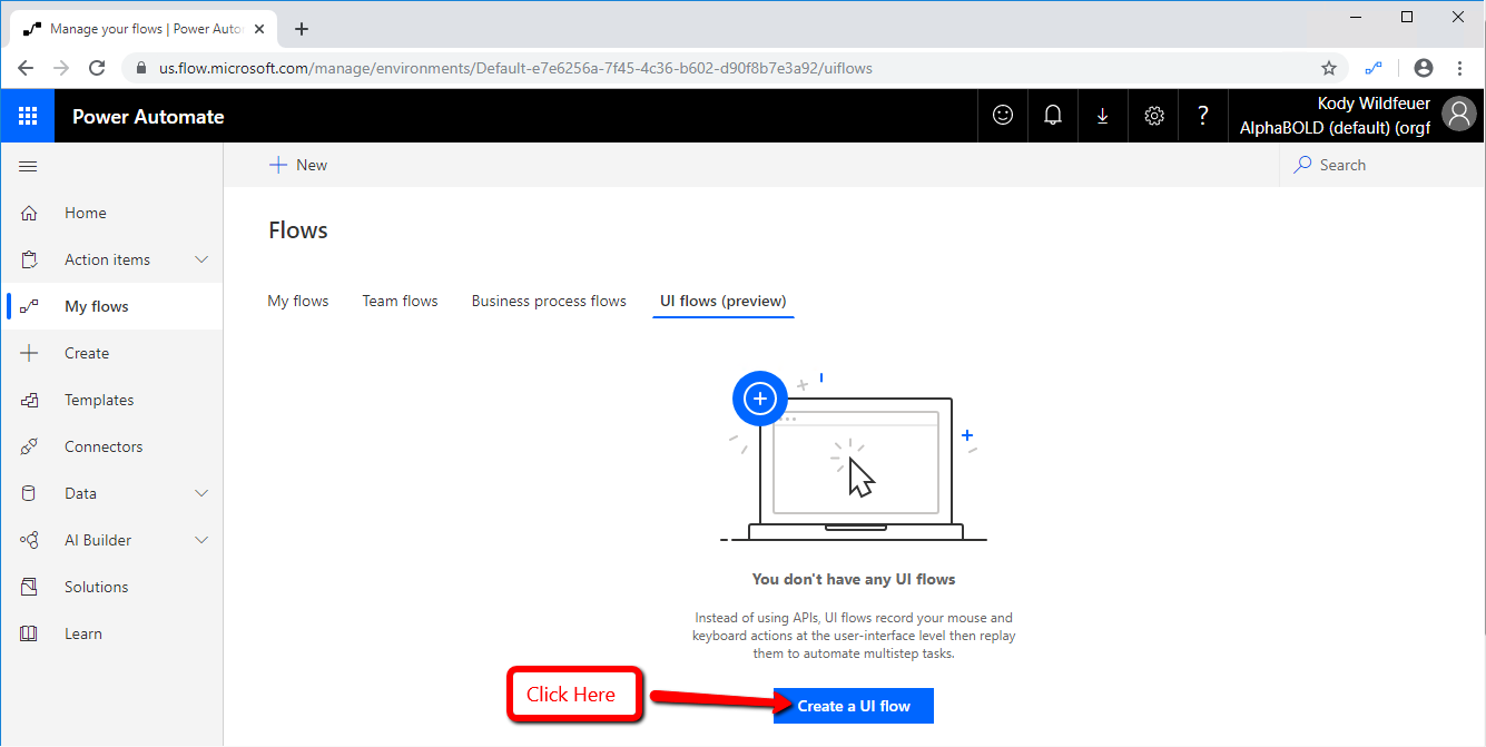 Create a UI flow