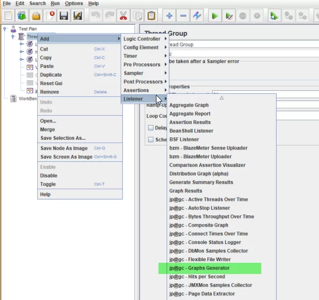 Display graph Generator Listener 3