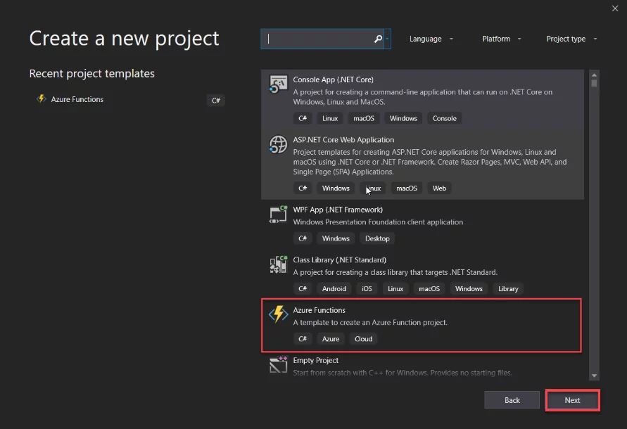 this image shows the Open Visual Studio -Retrieve Records: Dynamics 365 using Azure Function