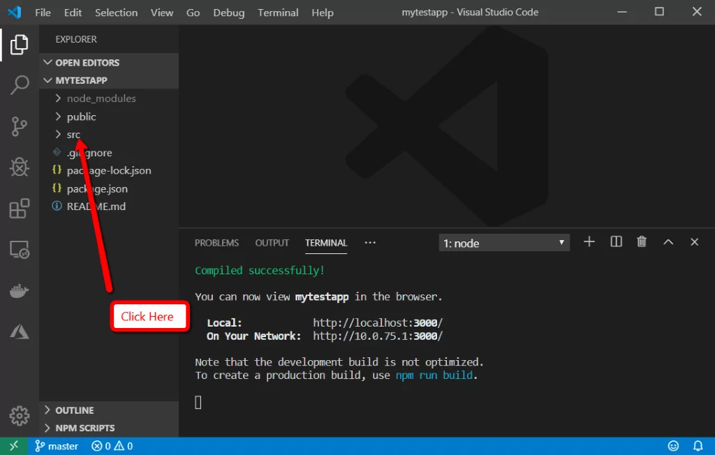 Visual Studio Code window src
