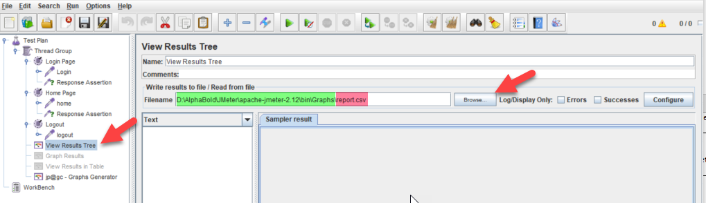 create a CSV result file