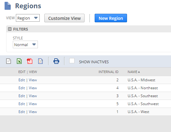 access the regions