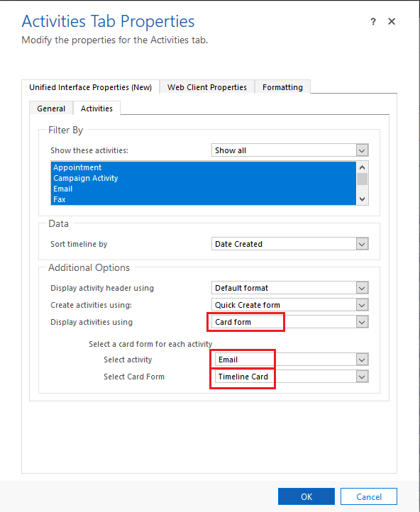 Display activities using