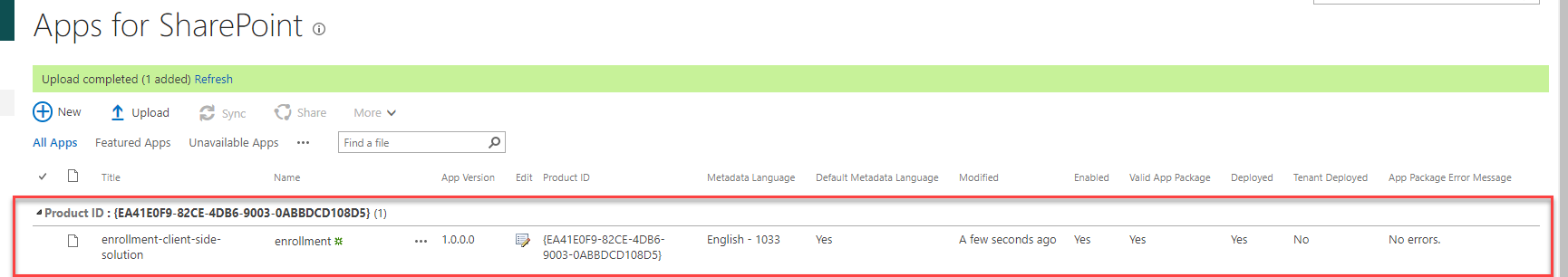 this image shows the SPFx web part is deployed to the App Catalog site. Deploy a SPFx web part