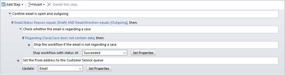 this image shows the workflow logic- Dynamics 365's Queues