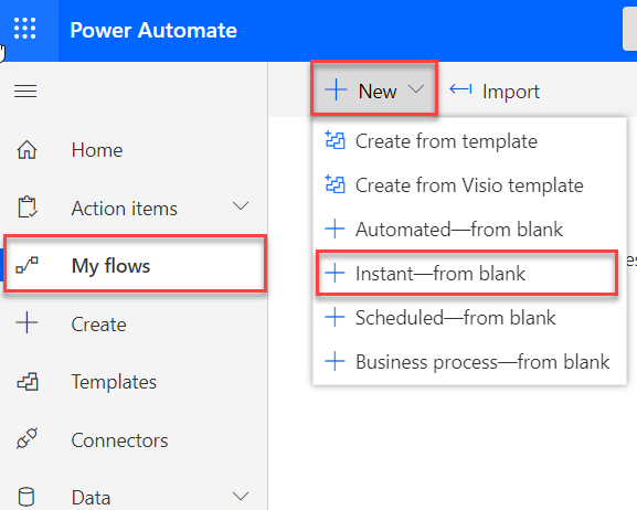 Construct an MS Flow