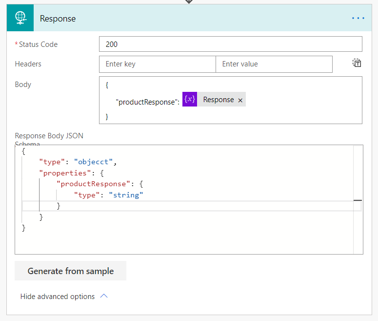 JSON response