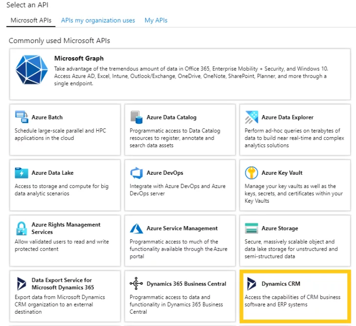 Dynamics CRM | Select an API