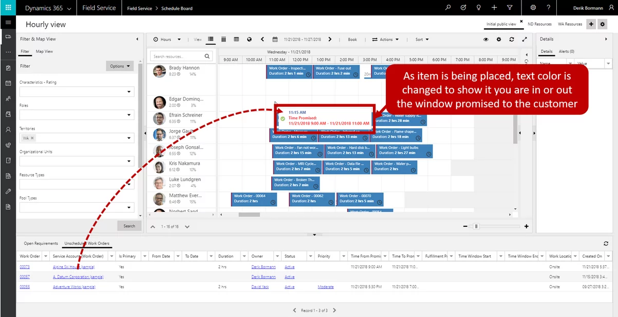 drag and drop | Dynamics 365 Field Service