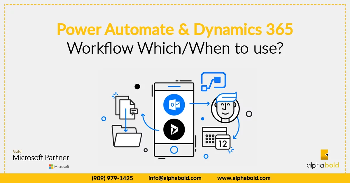 This image shows the Power Automate vs Dynamics 365 Workflow