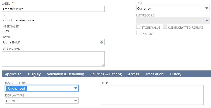 this image shows new Transaction Lines Fields