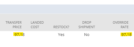 this image shows transfer price