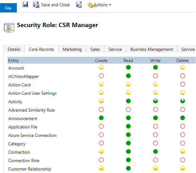 security role csr manager